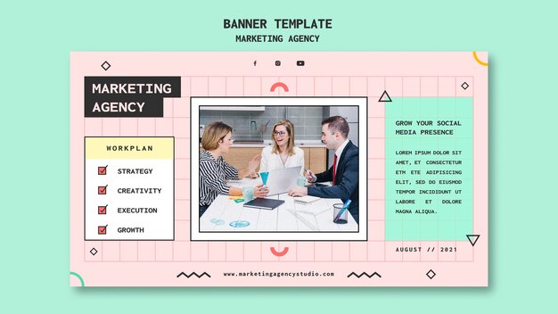 Шаблон баннера маркетингового агентства в социальных сетях