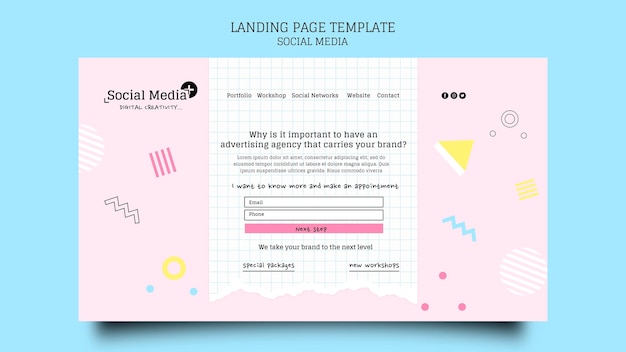 Social media marketing agency landing page design template