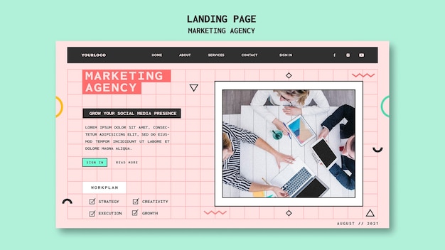 Social media marketing agency landing page template
