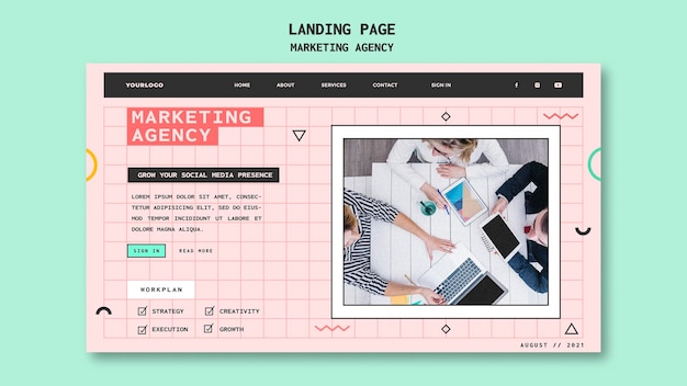 Free PSD social media marketing agency landing page template