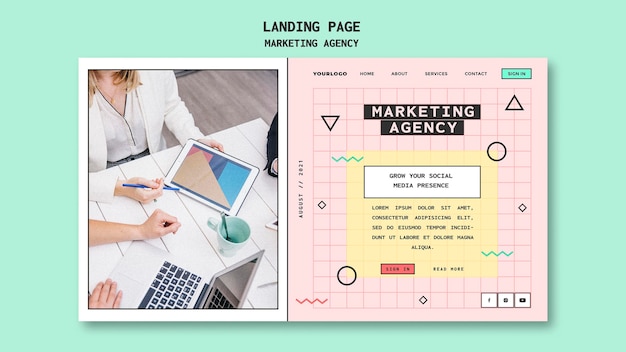 Social media marketing agency landing page template