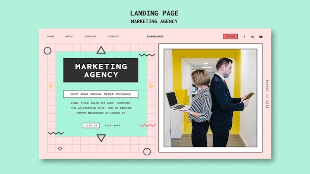 Free PSD social media marketing agency landing page template