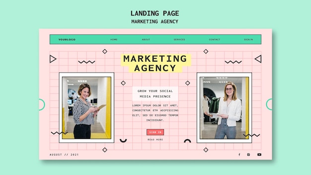 Social media marketing agency landing page template