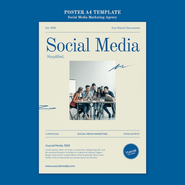 PSD gratuito modello di progettazione del poster dell'agenzia di social media marketing