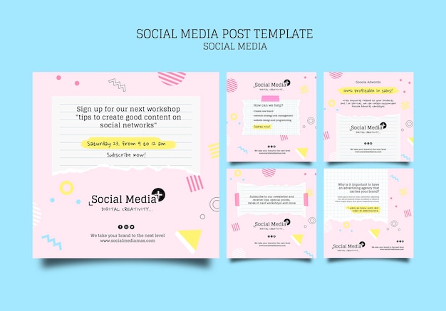 Modello di progettazione dei post sui social media dell'agenzia di social media marketing