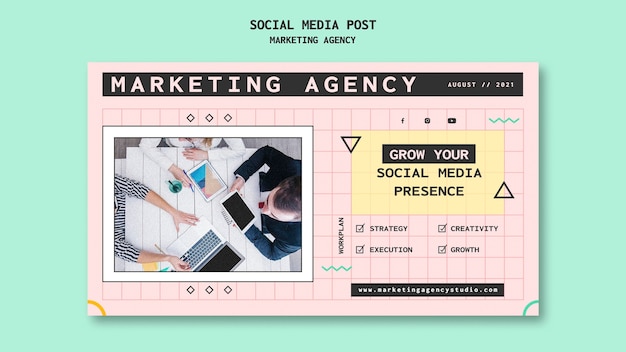 PSD gratuito agenzia di social media marketing post sui social media