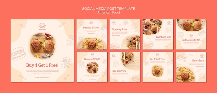 Free PSD social media post american food
