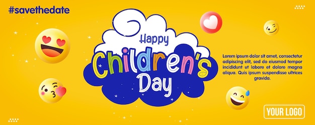 Free PSD social media post banner happy children's day