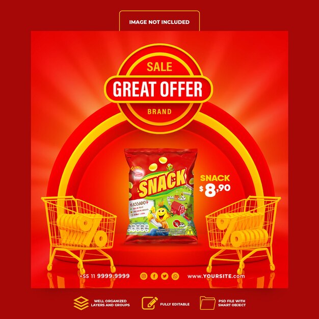 Social media post instagram great sale supermarket 3d render