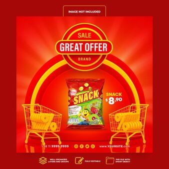 Social media post instagram great sale supermarket 3d render