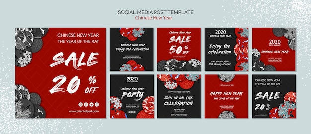 Modello di post social media per il nuovo anno cinese