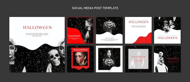 Social media post template compilation for halloween