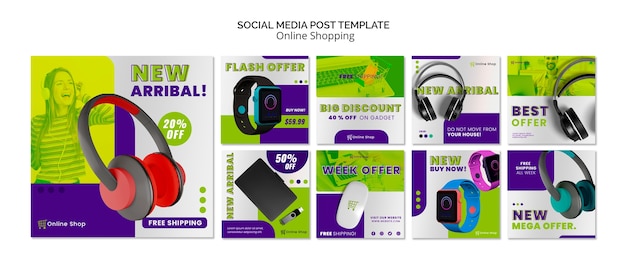 소셜 미디어 게시물 템플릿 장치 온라인 쇼핑