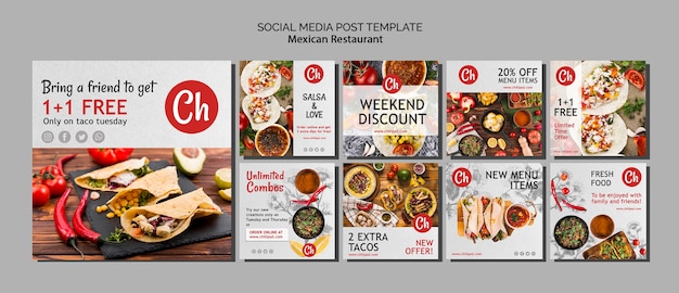 Social media post template for mexican restaurant