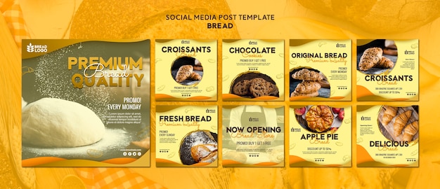 Free PSD social media post template with bread