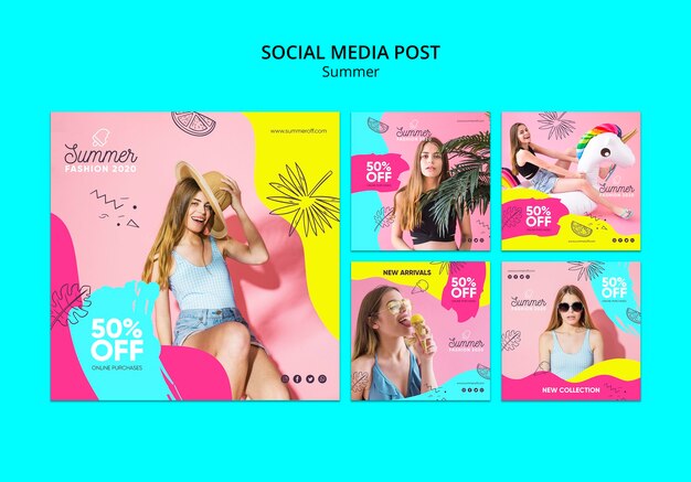 Social media post template with summer sale