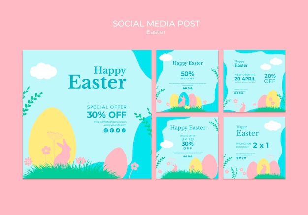 Free PSD social media post with easter sale