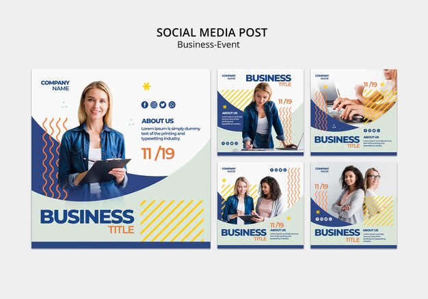 Social media posts for corporate template
