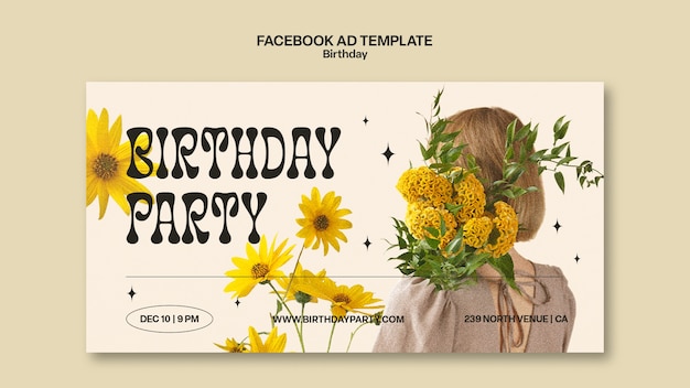 Free PSD social media promo template for birthday party