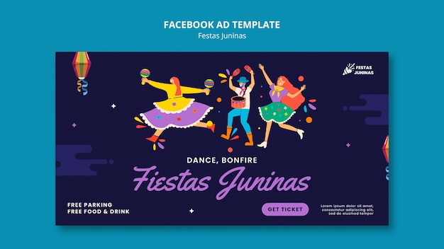 Modello promozionale sui social media per la celebrazione brasiliana delle feste juninas