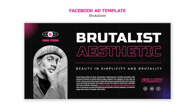 PSD gratuito modello promozionale per social media in stile brutalismo