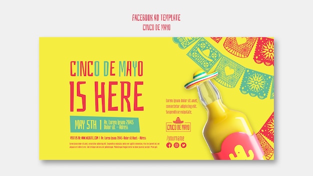 PSD gratuito modello promozionale sui social media per la celebrazione del cinco de mayo