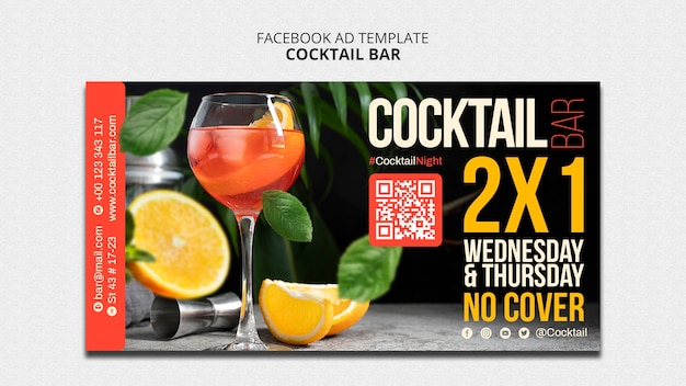 PSD gratuito modello promozionale per social media per cocktail bar