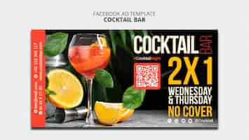 Free PSD social media promo template for cocktail bar