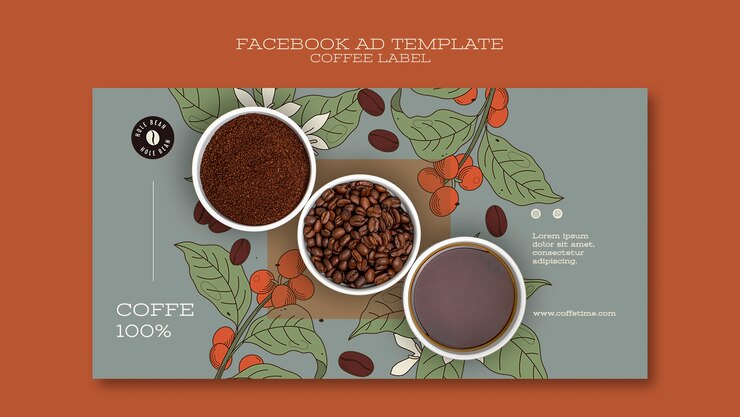 Free PSD social media promo template for coffee label