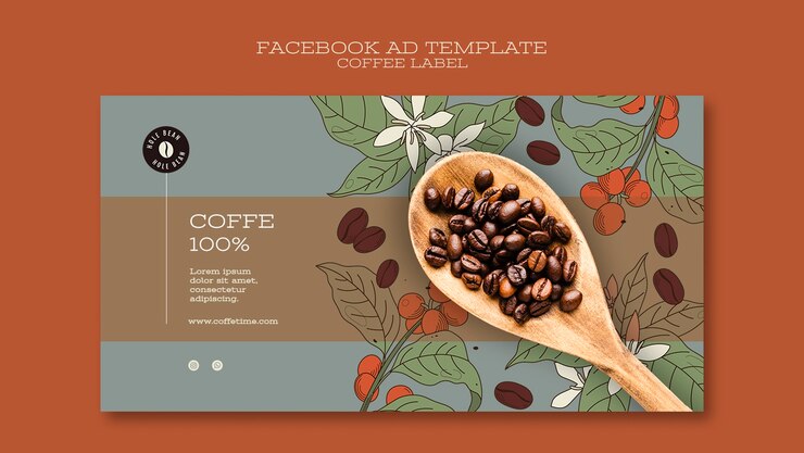 Free PSD social media promo template for coffee label