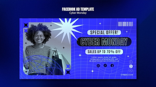 PSD gratuito modello promozionale sui social media per le vendite del cyber lunedì