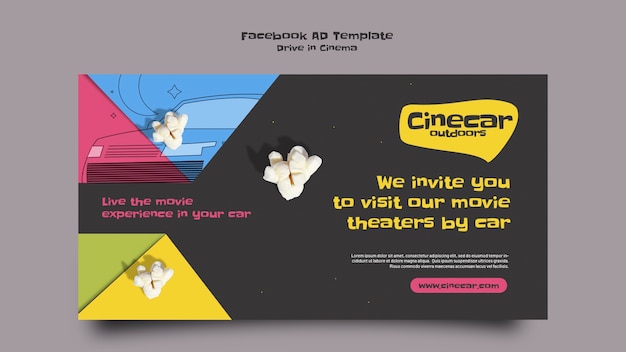 PSD gratuito modello promozionale sui social media per l'esperienza cinematografica drive-in