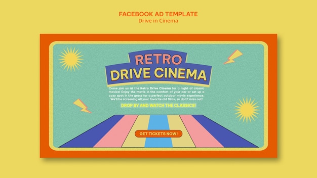 Modello promozionale sui social media per l'esperienza cinematografica drive-in