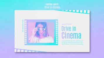 PSD gratuito modello promozionale sui social media per l'esperienza cinematografica drive-in