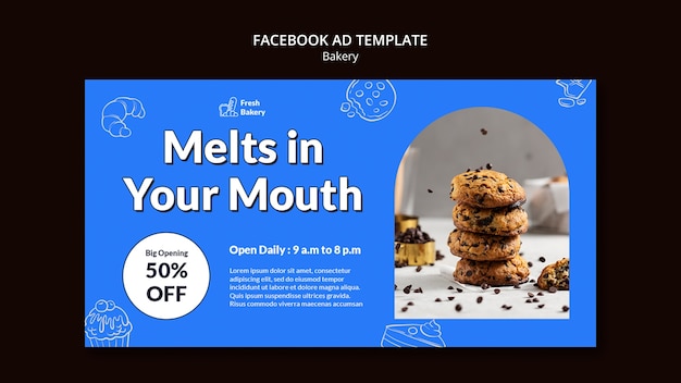 無料PSD ベーカリー向けのソーシャル メディア プロモーション テンプレート
