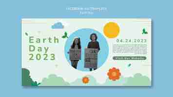 Бесплатный PSD Рекламный шаблон в социальных сетях для празднования дня земли