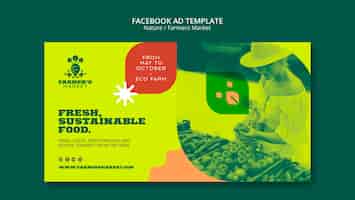 Бесплатный PSD Рекламный шаблон в социальных сетях для свежих и органических фермерских продуктов питания
