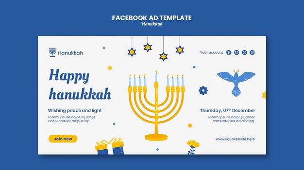 social media promo template for hanukkah jewish celebration