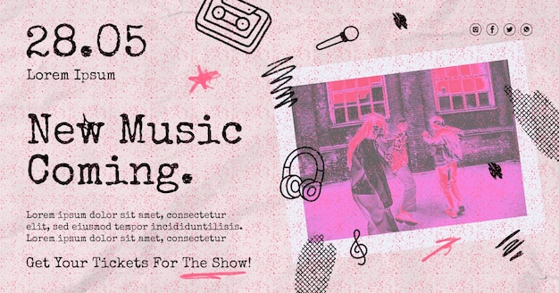Free PSD social media promo template for indie band concert