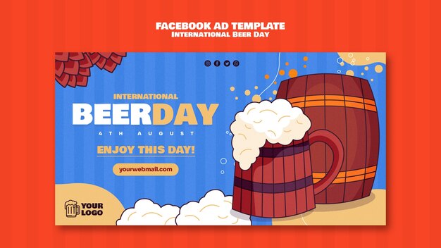 Social media promo template for international beer day celebration