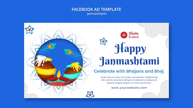 Free PSD social media promo template for janmashtami celebration