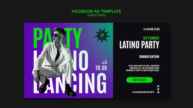 Free PSD social media promo template for latino party