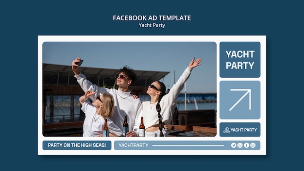 PSD gratuito modello promozionale per i social media per la celebrazione di una festa in yacht di lusso