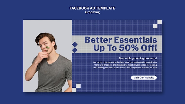 Free PSD social media promo template for male self-care and grooming