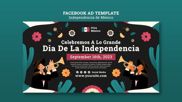 PSD gratuito modello promozionale dei social media per la celebrazione del giorno dell'indipendenza del messico
