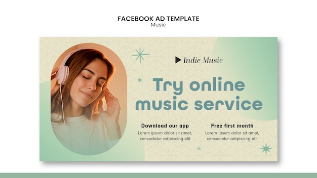 Free PSD social media promo template for music listening