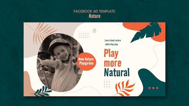 Social media promo template for outdoors adventure with leaves