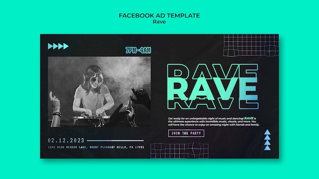 Free PSD social media promo template for rave party