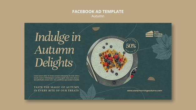 Free PSD social media promo template for restaurant with autumnal menu