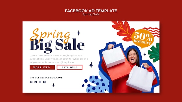 Social media promo template for spring sale with flowers